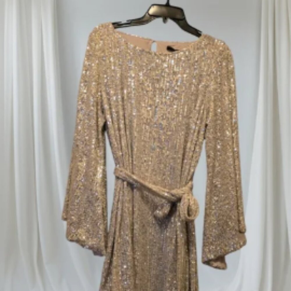 Mac Duggal Gold Sequin Dress